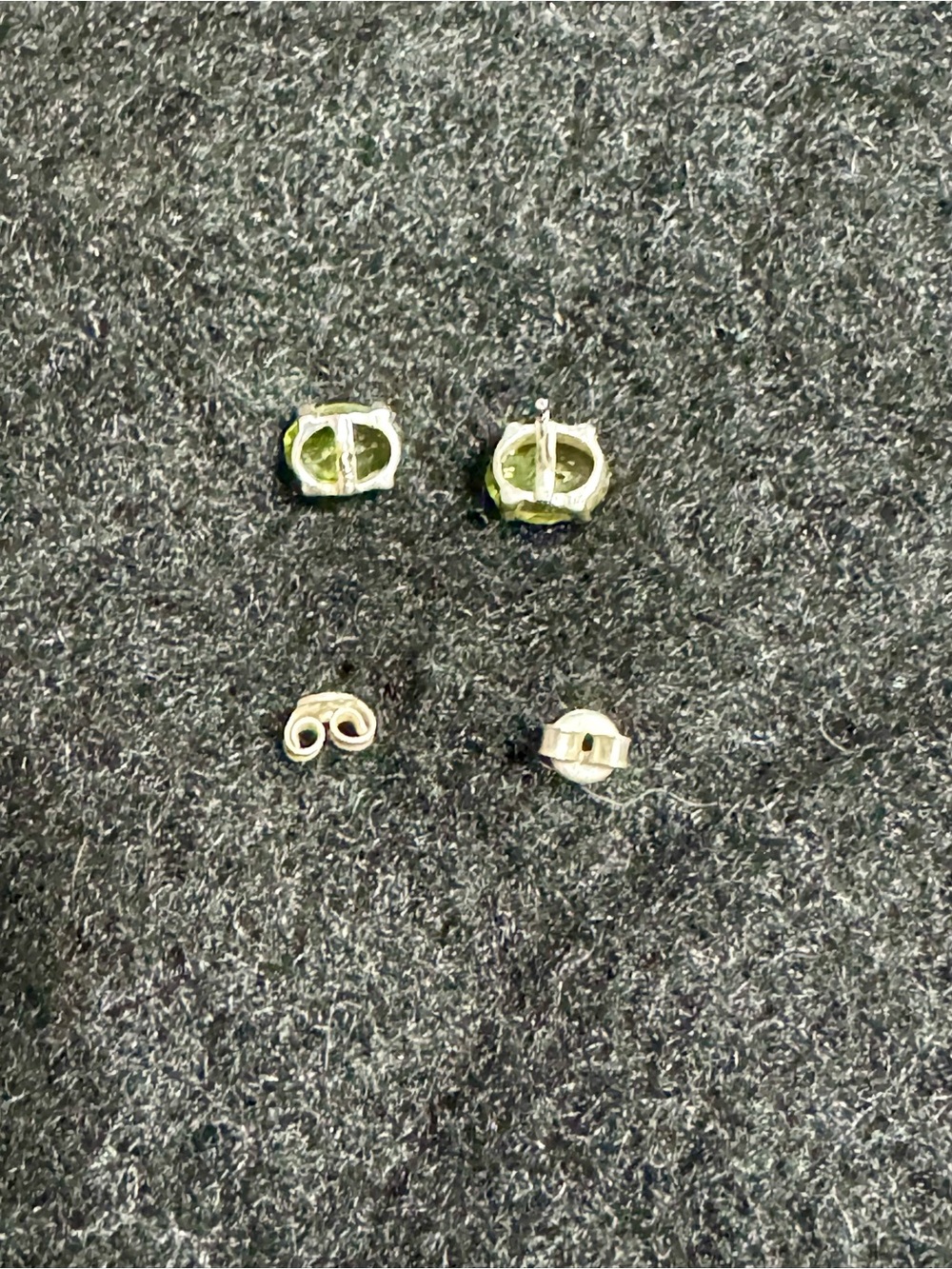 Sterling Silver Peridot Stud Earrings - Bright Green - Picture 9 of 10